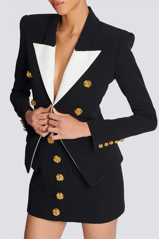 Belen Roses Buttons Embellished Blazer