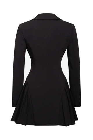 Beulah Pleate Blazer Mini Dress - Black