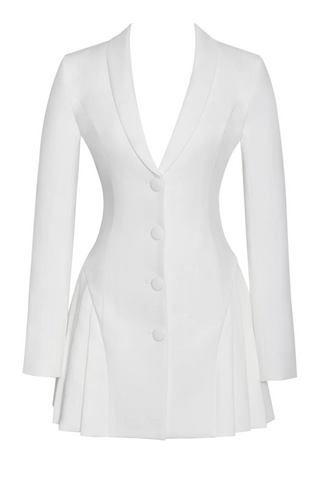 Beulah Pleate Blazer Mini Dress - White