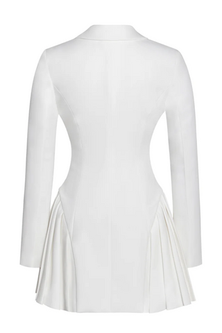 Beulah Pleate Blazer Mini Dress - White