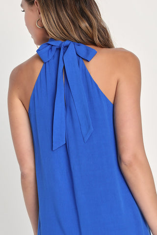 Shift Halter Mini Dress in Blue