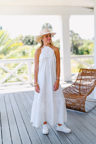 Sidney Maxi Sundress Flower Detail - Ivory