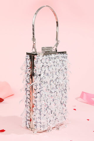 Silver Sequin Fringes Shoulder Chain Bag