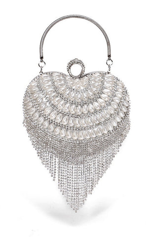 Champagne Beaded Pearls Party Clutch