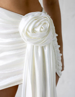 Regular Pleated Cutout Strapless Mini Dress In White