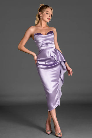 Herakles Strapless Satin Ruffle Dress