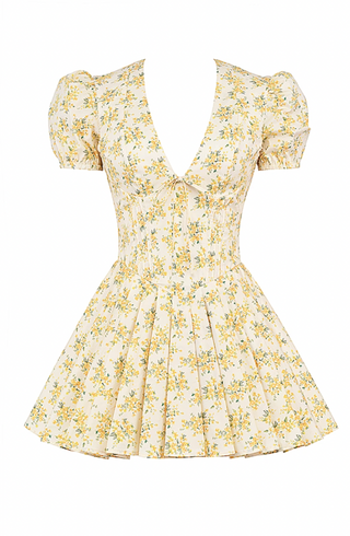 CARLOTTA Floral Pleated Mini Dress