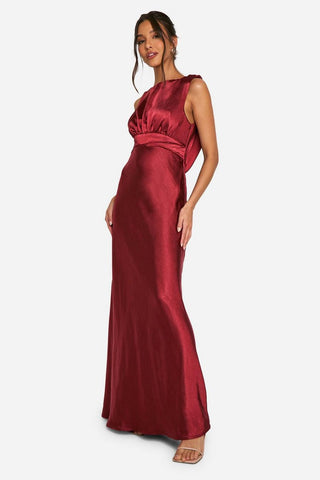 Satin Cowl Back Maxi Dress