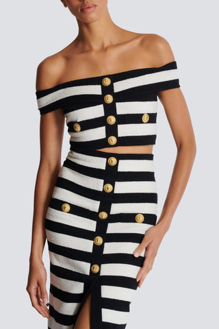 Coraline Striped Off Shoulder Bandage Set