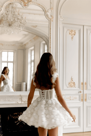 White Flower Lace Embroidery Lace-Up Spaghetti Strap Mini Dress