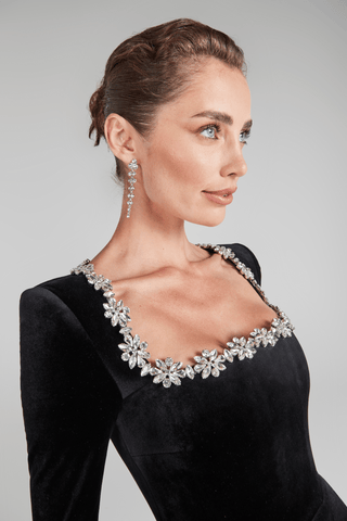 Kimi Black Crystal Mini Dress