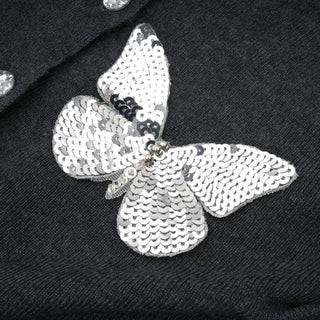 Anastasie grey sequined butterfly-motif cardigan