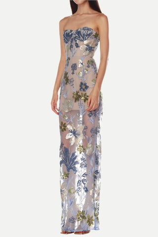 Dahlia Baby Blue Multi Maxi Dress