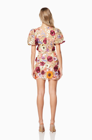 Rosalind 3D Floral Mini Dress in Pink