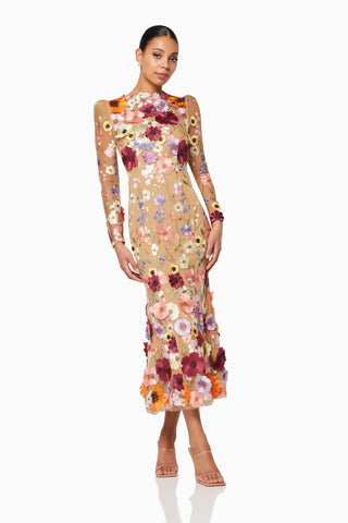 Shannon 3D Floral Midi Dress