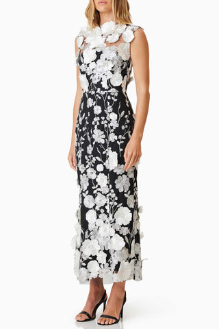 Selene Cocktail Midi Dress in Black