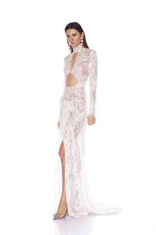 Juselius Lace Cutout Maxi Dress - White