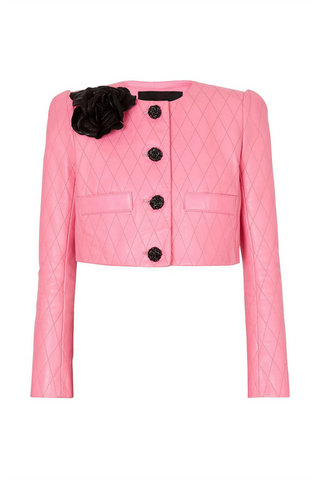 Emory Leather Embellished Cropped Jacket