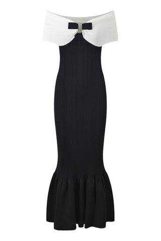 Freder Off Shoulder Bow Midi Dress