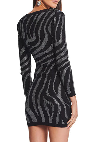 Gamma Zebra Crystal Mini Bandage Dress