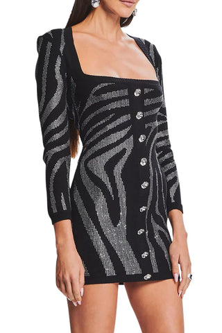 Gamma Zebra Crystal Mini Bandage Dress