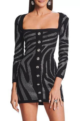 Gamma Zebra Crystal Mini Bandage Dress