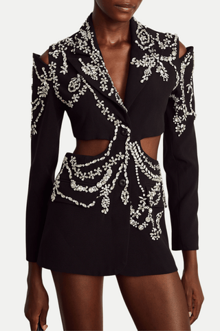 Gustina Crystal-embellished Cutout Blazer