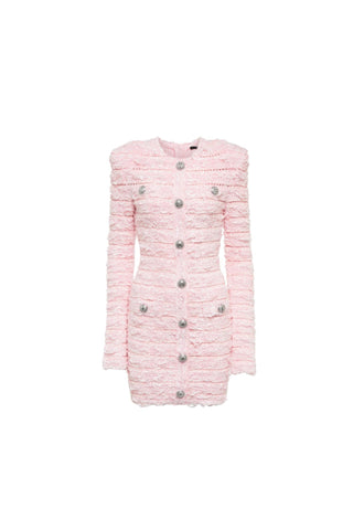 BOUCLE KNIT MINI DRESS IN PINK