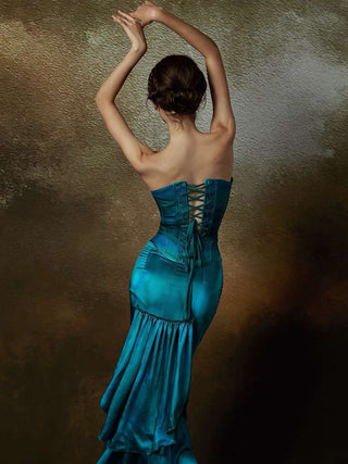 Emeline Blue Corset and Long Skirt