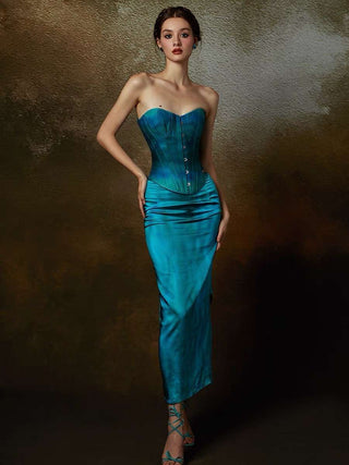 Emeline Blue Corset and Long Skirt