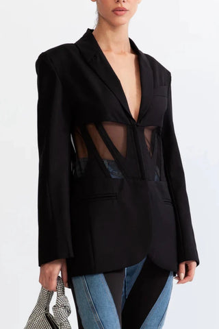 PATCHWORK BLAZER IN BLACK