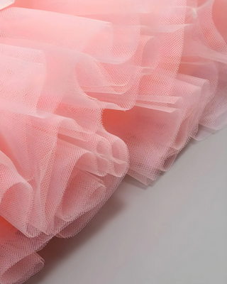 Satin Corset Tulle Layered A-Line Midi Dress - Baby Pink