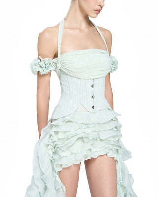 Baha Ruch Ruffle Fringe Mini Dress In Mint Green