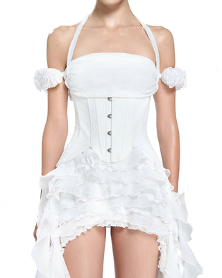 Baha Ruch Ruffle Fringe Mini Dress In White