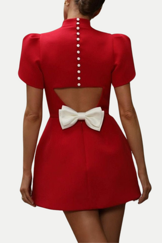 CUTOUT BOWKNOT MINI DRESS IN RED