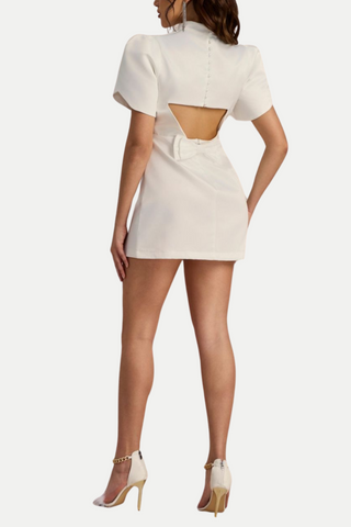 CUTOUT BOWKNOT MINI DRESS IN WHITE