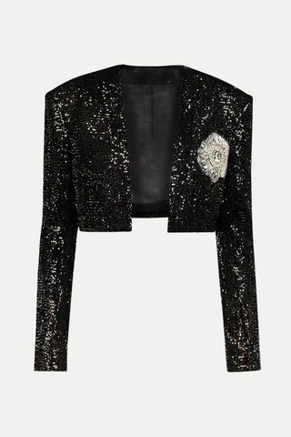 Laiki Diamante Sequin Cropped Blazer