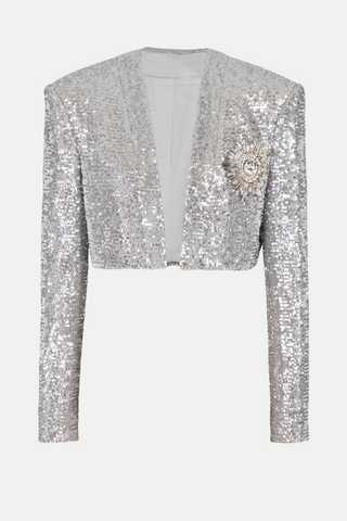 Laiki Diamante Sequin Cropped Blazer