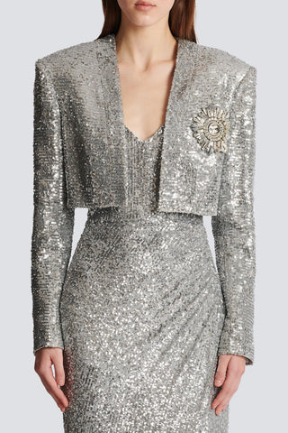 Laiki Diamante Sequin Cropped Blazer