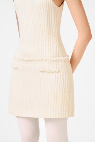 White Beaded Knit Dress