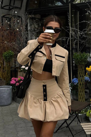 Madeline Cropped Jacket & Bubble Skirt Set