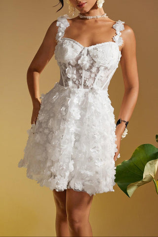 Magni Spaghetti Flower Mini Dress