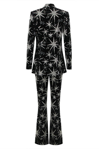 Marigo Star Glitter Embroidered Blazer Two Piece Set