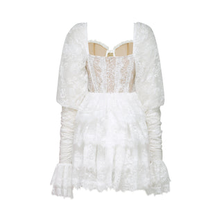 Uiala Lace Puff Sleeves Mini Dress