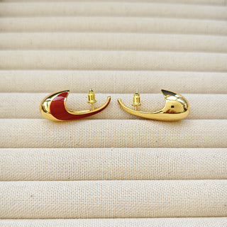 retro gold- red earring