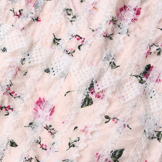 sebastiane Lace-trim long-sleeve floral midi dress in white