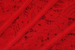 red Strapless Bandage Backless Floral Lace Corset Tube mini Dress
