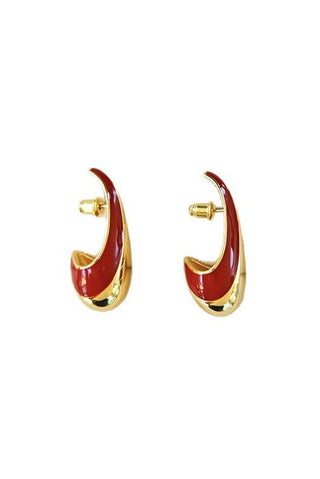retro gold- red earring