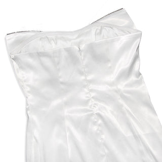 SATIN CRYSTAL EMBELLISHED BOW DRESS IN WHITE