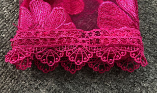 Rose red floral lace Long Sleeve Mini Dress